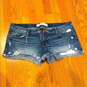 Abercrombie lightly distressed denim shorts